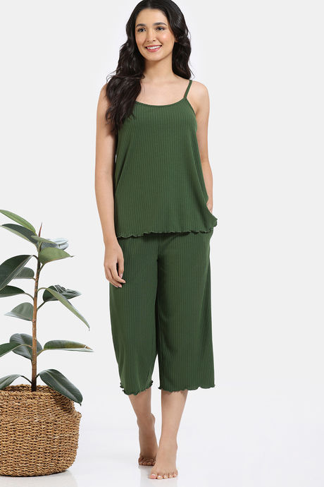 Zivame 2 Mile Fashion Knit Poly Capri Set - Rifle Green — image 2